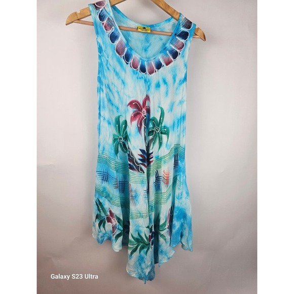 Pineapple, Free Sz, tropical Floral NWOT sundress or beach cover - Picture 6 of 10